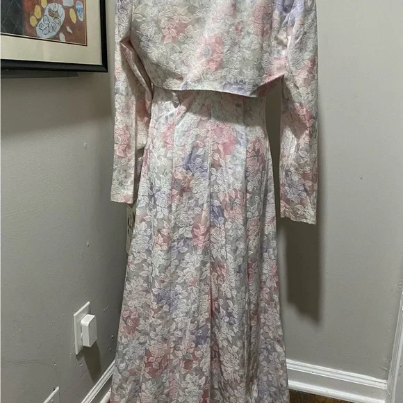 Scott McClintock Size 14 Pastel 2-Piece Floral Ensemble Full Length Formal Dress